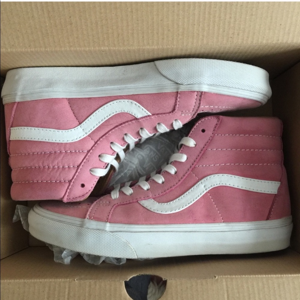 Pink leather skate high vans